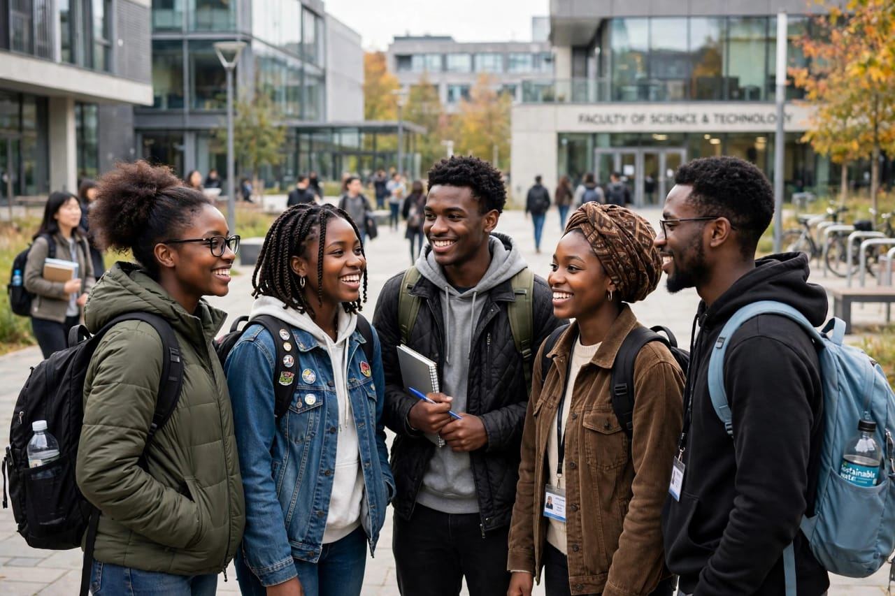 African students on a university campus